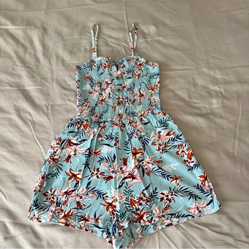 Garage Teen/Kids Floral Romper in Blue